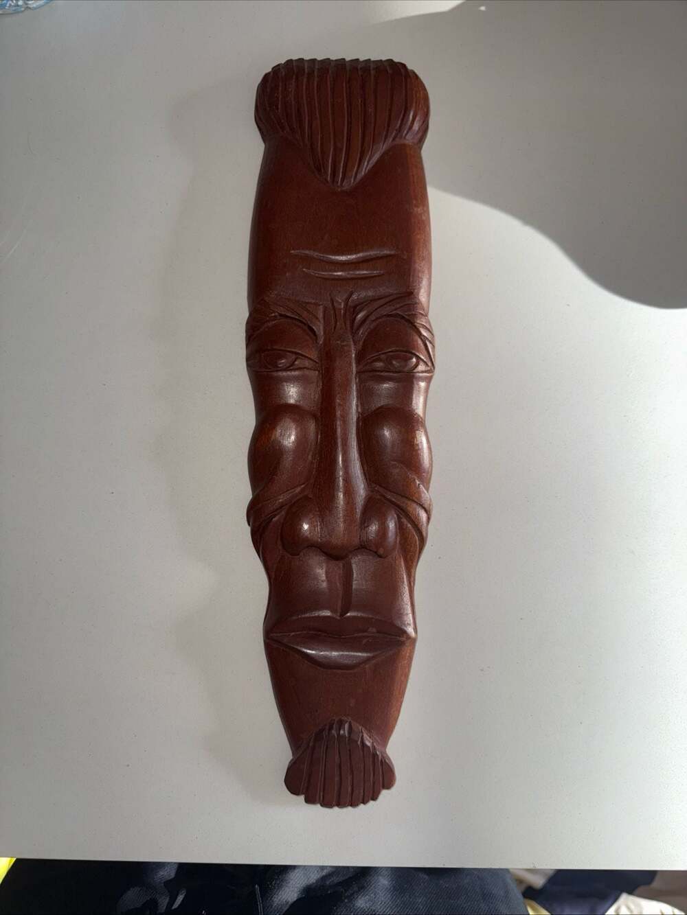 Hand Carved Long Face African Tribal Wood Mask Wall Hanging Art Decor
